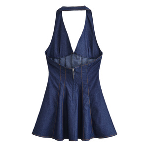 Vestido formal moderno para mujer Vestido con cuello Halter de cintura alta y diseño superior para mujer con precio al por mayor - Product Image 3