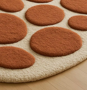 Handmade hand Tufted Wool Area Rugs orange dot Abstract Pattern Customizable Size and Color for room hotel office commercial - Product Image 3