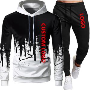 <b>Red</b> Hoodies Set Men's 100% Cotton Jacquard Sweatshirt Casual Pullover Top with Autumn casual sportswear custom Crop top <b>hoodie</b> - Product Image 2