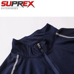 Camiseta Deportiva de Compresión para Hombre, Cuello Redondo, Manga Larga, Ajustada, de Lona, Poliéster/Algodón, con Cierre - Product Image 6