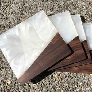 Craftsy Home Set de sous-verres en résine époxy de meilleure qualité avec effet océan Dessous de verre décoratifs carrés ronds en résine époxy - Product Image 2