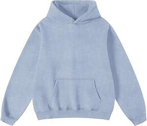 Sudaderas con capucha para hombre, sudadera unisex de gran tamaño con lavado ácido, sudadera de algodón azul polvoriento de lana pesada, ropa de calle para hombre y mujer - Product Image 1