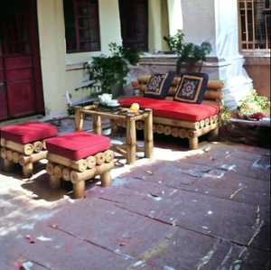 Sofá de bambú de diseño único de moda para Patio, sofá hecho a mano, silla con juego de mesa para playa, restaurante, Patio - Product Image 1