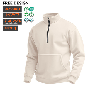 Sudadera OEM extragrande de peso pesado con cremallera de un cuarto, logotipo bordado personalizado, fabricante mayorista de sudaderas para hombre - Product Image 2
