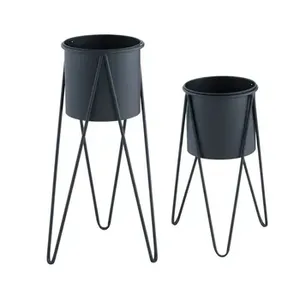 Maceta de Metal con recubrimiento de polvo blanco con soporte de Metal, maceta de pie de planta Premium de alta calidad para decoración de jardín interior y exterior - Product Image 2