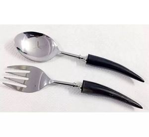 Juego de servidor de ensalada de acero inoxidable Premium con elegantes asas decorativas hechas a mano para una cena elegante, vajilla entretenida - Product Image 4