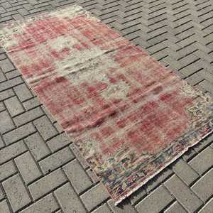 3.5x7.1 ft Turkish Rug, Vintage Rug, <b>Red</b> Southwestern <b>Wool</b> Rug - Product Image 2