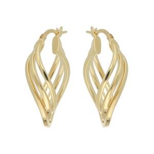 Vente en gros Del Pia Srl Boucles d'oreilles créoles de luxe pour femmes, style vague, polies, jaunes, 15x20mm, plaqué or 18K sur argent 925 - Product Image 2