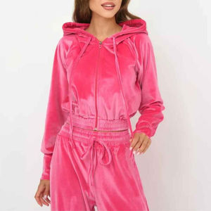 Women's Sweatsuit Set Velvet 2 Piece Tracksuit Outfit <b>Velour</b> Jogging Long Sleeve Cropped <b>Hoodie</b> and Oversize Women Tracksuits - Product Image 2