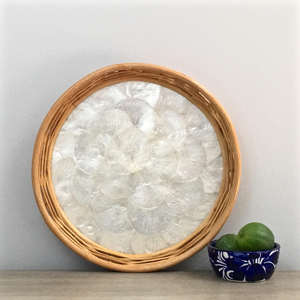 Nouvel Arrivage Meilleure Qualité MDF & MOP Accent Rond Plateaux De Service MOP Incrusté Serveware Fabriqué À La Main Vietnam Lavihexco LVMT1611 - Product Image 6