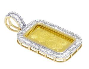 จี้เพชรกลมและบาแกตต์สีเงินสเตอร์ลิงเป็นของขวัญวันครบรอบแต่งงานสำหรับผู้ชายผู้หญิงดีไซน์ไม่เหมือนใคร - Product Image 2