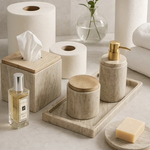 Ensemble d'accessoires de salle de bain en marbre Morchna indien fabriqué à la main de qualité supérieure décor en pierre naturelle de luxe pour salle de bain Spa et salle d'eau - Product Image 2