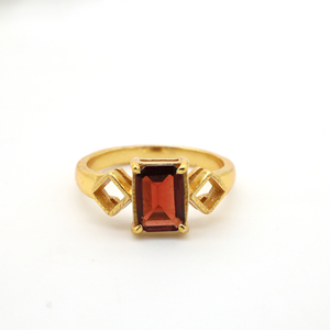 Geometric Garnet <b>Ring</b> Brass Jewelry for Women 18k <b>Gold</b> Plated Wholesale <b>Rings</b> - Product Image 6
