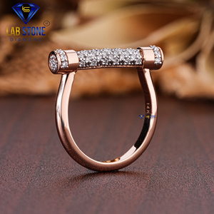 Bague en diamant Lab-Stone Party Wear 0.475 TDW Diamant taille ronde Or rose Couleur EF-VS - Product Image 5