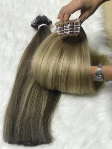 Venta al por mayor 100% Virgen Natural recto Piano cinta de pelo de alta calidad gran stock humano vietnamita extensiones de cabello crudo - Product Image 3