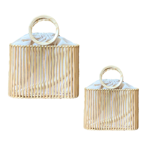 Natural BAMBOO <b>HANDBAG</b> with Cotton <b>Liner</b> Summer Ladies Bag for Women Vietnam Chic & Practical Summer Bag - Product Image 1