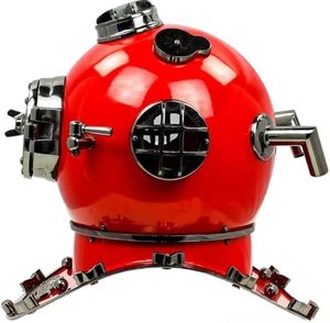 Casco de buceo náutico de latón de 18 pulgadas, estilo vintage de la Marina de los Estados Unidos |   Cobalto Rojo Decorativo para Barcos Marítimos - Product Image 6