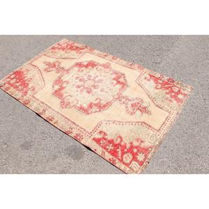 พรมตุรกี, พรมวินเทจขนาด 4.1x6.5 ฟุต, พรมขนสัตว์สีแดงล้วน - Product Image 4