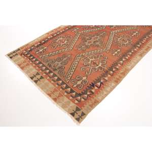 Grand tapis turc vintage 4,8x10,2 pi (146x311 cm), tapis à carreaux orange - Product Image 2