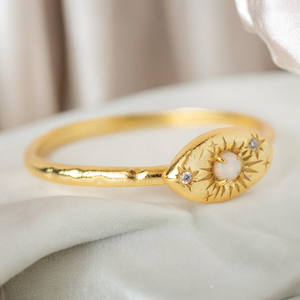 925 plata esterlina Natural ópalo etíope forma redonda bisel ajuste Anillo Compromiso banda anillos joyería - Product Image 3