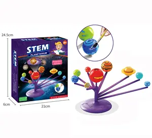 Assemble and Electronic Solar System Kit with Sun, Rotating Planets, Planet Projector Educational Toys for Kids