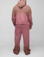 Ensemble deux pièces thermique automne tie-dye vintage délavé : sweat à capuche et pantalon de survêtement personnalisé pour homme, col roulé tricoté