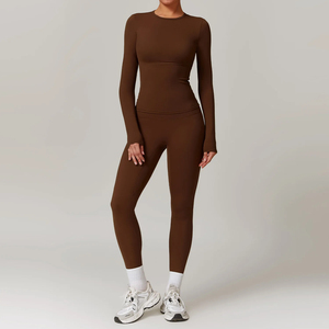 Conjunto de Yoga de dos piezas de alta calidad para mujer con logotipo personalizado patrón de impresión sólida equipo de fitness transpirable de talla grande gran oferta - Product Image 1