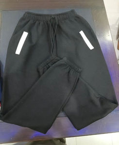 Pantalon de jogging élastique décontracté pour hommes pantalon de survêtement taille haute en coton éponge coupe-vent couleur unie pantalon de survêtement léger droit - Product Image 3