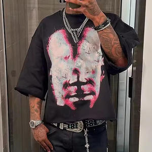 Camisetas de algodón 100% unisex de alta calidad con hombros caídos gruesos, camisetas gráficas de gran tamaño, camisetas de peso pesado Boxy recortadas sólidas para hombres - Product Image 4