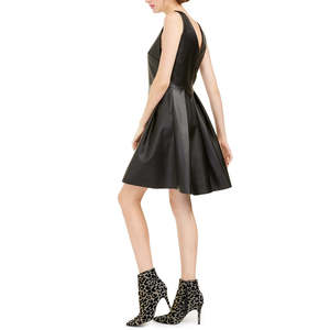 Abito Elegante a Trapezio per Ragazze Rosie Harlow, Nero in Ecopelle, Lunghezza al Pavimento, Taglie da XS a 5XL, per Uscite in Discoteca, Fornitura ODM - Product Image 3