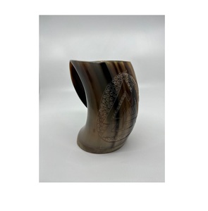 Chope à bière médiévale authentique de haute qualité, tasse en corne de Viking faite à la main avec finition polie miroir, verrerie de meilleure qualité - Product Image 4