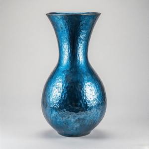 Vase bleu mat VintageTide dans un vase de sol de style méditerranéen antique Design en relief floral Décoration d'intérieur Déclaration d'accent - Product Image 4