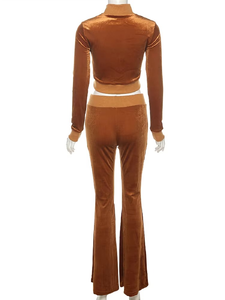 Women's Casual Two Piece Set Simple Zipper Full <b>Sleeve</b> Hooded <b>Top</b> + Above Knee Bandage Lace Slim Wide Leg Pants <b>Short</b> - Product Image 3