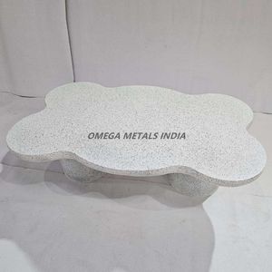 Mesa de centro minimalista única de mármol nube, centro de mesa travertino de baja altura para zonas de estar modernas y elegantes - Product Image 1