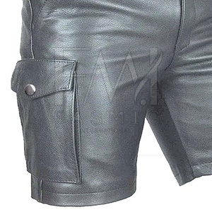 2025 pantalones cortos informales de cuero de vaca 100% para hombre, hermoso diseño con bolsillos laterales, etiquetas privadas personalizadas - Product Image 6