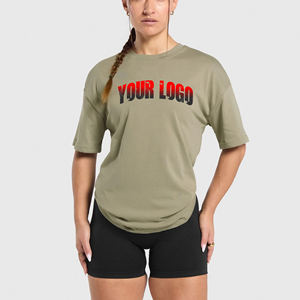 OEM/ODM T-shirts streetwear 100% coton Vente en gros T-shirt léger à épaules tombantes avec logo imprimé personnalisé - Product Image 1