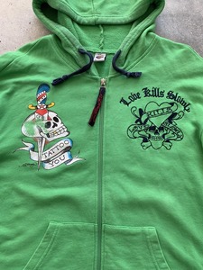 เสื้อโค้ทสีดำทรงหลวมแบบสั่งทำมีฮู้ดแผ่นผ้ากำมะหยี่มีซิปตัวอักษรสีพื้นปักลาย450GSM - Product Image 2