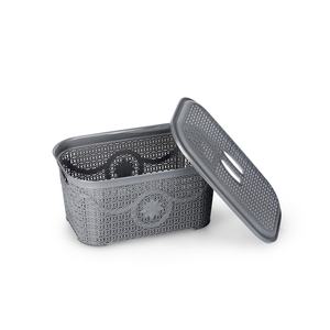 Asude Plastik Knit Style Other Storage <b>Box</b> <b>with</b> <b>Lid</b> 35 Liter Capacity Laundry Toy Clothing Household Items <b>Decorative</b> Organizer - Product Image 2