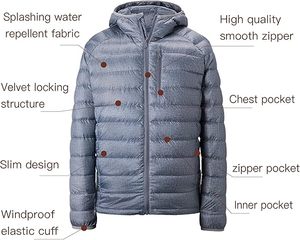 Customized <b>Men's</b> Lightweight Nylon Bomber <b>Jacket</b> Packable Hooded Insulated Thermal Puffy Winter Stand High Bubble for <b>Travel</b> - Product Image 3
