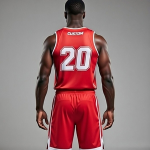 Uniforme de basketball personnalisé OEM/ODM avec logo imprimé, respirant, anti-UV, anti-bactérien, en tissu mesh 100% polyester, coupe athlétique courte - Product Image 2