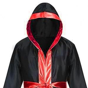 Bata de Boxeo de Satén de Excelente Calidad al por Mayor con Capucha Roja y Blanca en Estilo Único y la Mejor Calidad - Product Image 3