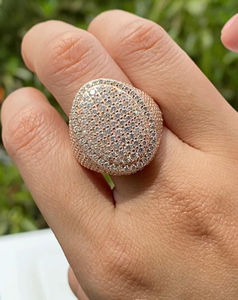 Anillo de hombre tendencia Hip Hop Ice Out VVS Lab Grown 10K 14K 18K oro completo diamante redondeado anillo de lujo Bisutería - Product Image 1