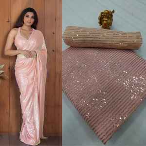 Tenue de soirée sexy de qualité supérieure, meilleure collection, chemisier georgette saree avec broderie séquentielle au taux le plus bas - Product Image 5