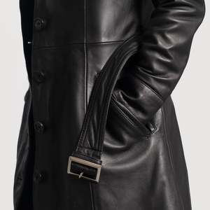 Abrigo Largo de Cuero con Forro de Borrego para Mujer, Color Negro, Estilo Urbano, Impermeable, con Relleno de Lana y Algodón para Otoño, Invierno y Primavera - Product Image 6