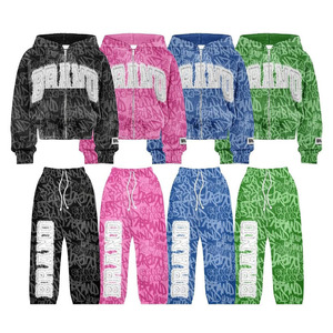 Haute qualité soleil délavé acide lavage broderie Patch en détresse survêtement hommes 100% coton 450 GSM survêtement pour unisexe - Product Image 5