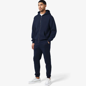 High Quality Solid Color Active Wear Two Piece Sets <b>Full</b> <b>Zip</b> <b>up</b> <b>Hoodie</b> Jogging Suit Custom Mens Training Tracksuits - Product Image 1