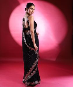 Nouveau sari en georgette brodé de sequins pour femmes, collection de saris indiens de créateurs pour mariage et fête, vente en gros - Product Image 3