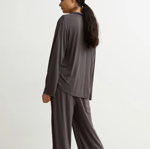 Pyjama en laine mérinos pour femme, ensemble 2 pièces à manches longues, col à revers, vêtements de nuit doux, vêtements de détente en laine mérinos - Product Image 5