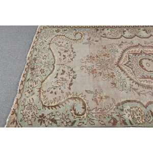 Alfombra turca vintage beige azul 5,3x8,3 pies clásica área grande lana látex Rectangular Patchwork para pasillo habitación alfombra - Product Image 4