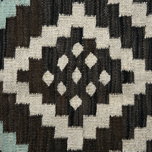 Alfombra Kilim Moderna Geométrica Plana 100% Lana, Tejido Dhurrie, Tonos Tierra Grises y Beige - Product Image 3